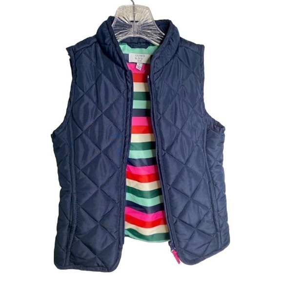 Crown & Ivey Girls Puffer Vest Navy Sz Small NWOTs - Picture 1 of 5